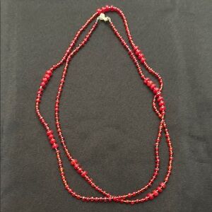 Cookie Lee Red Beaded Necklace Elegant Jewelry